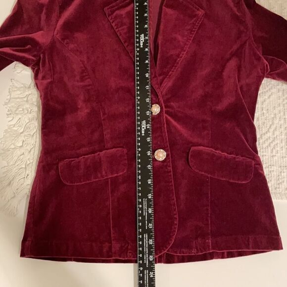 RedHotJean velvet jacket dark raspberry blazer - Picture 15 of 16